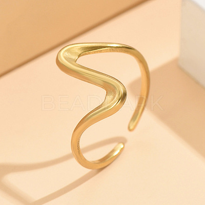 Wave 304 Stainless Steel Cuff Rings FS-WG0CC98-02-1