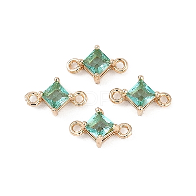 Brass Pave Glass Rhombus Links Connector Charms X1-GLAA-Q088-001B-1