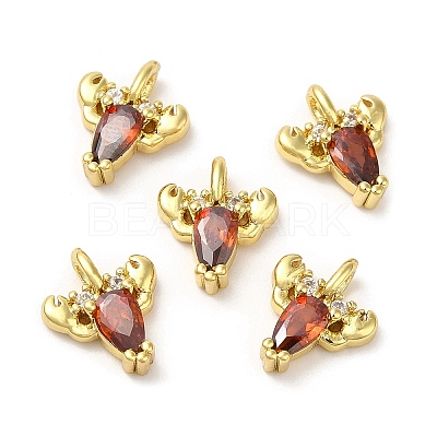 Brass Micro Pave Cubic Zirconia Pendants KK-M346-18G-1