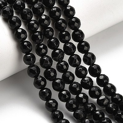 Natural Black Tourmaline Beads Strands G-H329-D02-4mm-1
