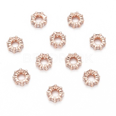 Brass Cubic Zirconia European Beads ZIRC-F001-101RG-1