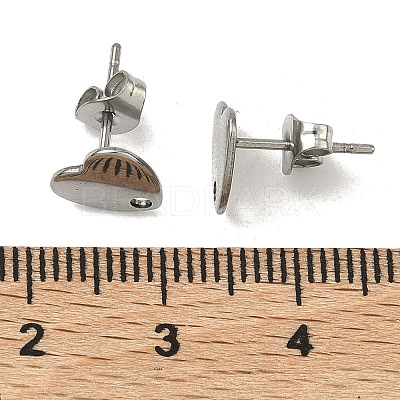 Non-Tarnish 304 Stainless Steel Heart Stud Earring Findings X-STAS-R063-37-1