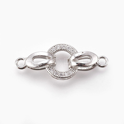 Brass Micro Pave Cubic Zirconia Fold Over Clasps KK-P164-12P-1