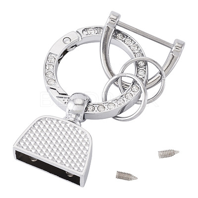 1Pc DIY Alloy Rhinestone Spring Gate Rings Keychains FIND-TA0008-54C-P-1