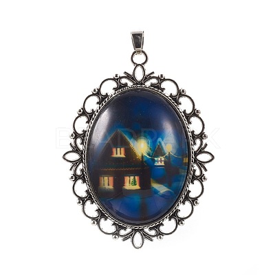 Alloy Glass Big Pendants PALLOY-E498-01AS-1