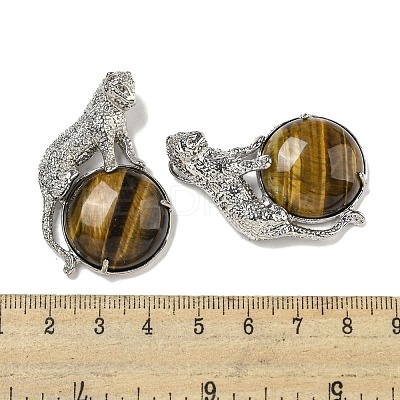 Natural Tiger Eye Half Round Pendants G-F766-06AS-08-1