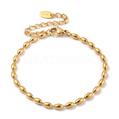201 Stainless Steel Rugby Beaded Chain Bracelets BJEW-G696-01B-G-1