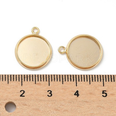 Flat Round Brass Pendant Cabochon Settings KK-K414-14E-G-1