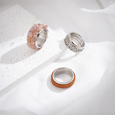 9Pcs 3 Style 304 Stainless Steel Grooved Finger Ring Settings STAS-UN0034-96-1