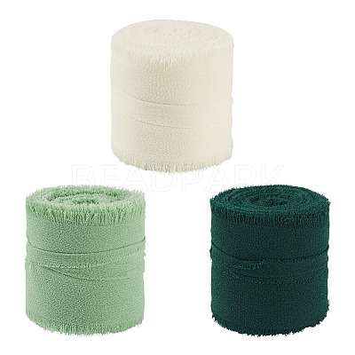 3 Rolls Polyester Raw Edges Ribbons SRIB-TAC0002-26F-1