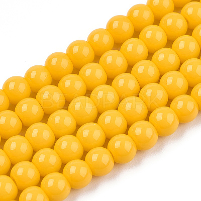 Opaque Solid Color Glass Beads Strands GLAA-T032-P4mm-08-1