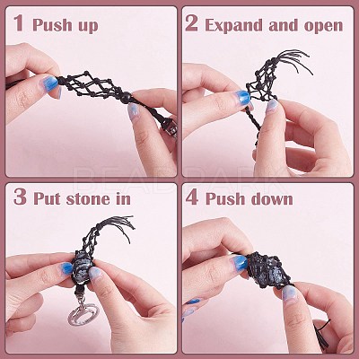 4Pcs Macrame Fringe Braided Keychain AJEW-SW00014-05-1