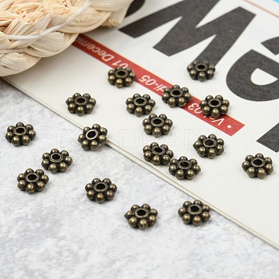 Tibetan Style Alloy Beads Daisy Spacer Beads X-LF1249Y-01AB-RS-1