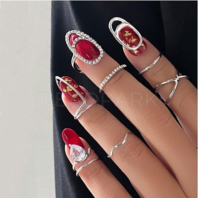 7Pcs Alloy AFingernail Rings RJEW-D114-01P-1