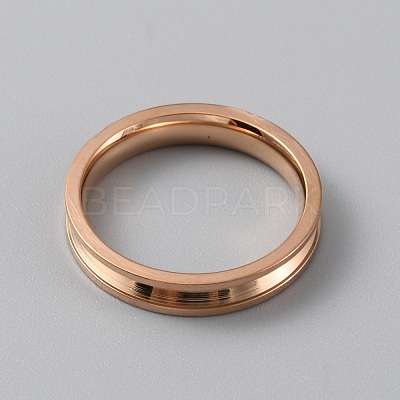 201 Stainless Steel Grooved Finger Ring Settings RJEW-WH0012-11C-1