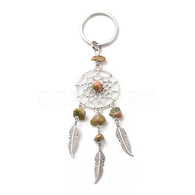 Natural Unakite Keychain KEYC-JKC00346-03-1
