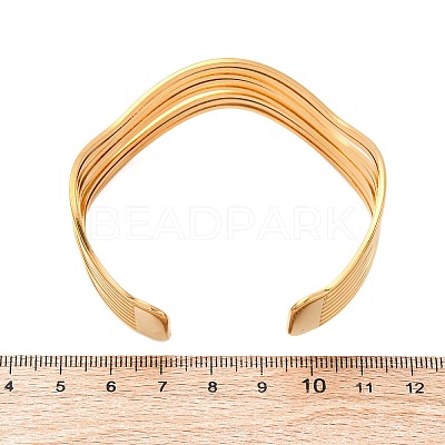 304 Stainless Steel Cuff Bangles for Women BJEW-D306-05G-1