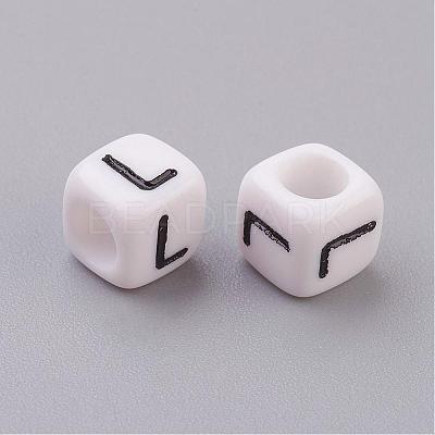 Acrylic Horizontal Hole Letter Beads PL37C9308-L-1