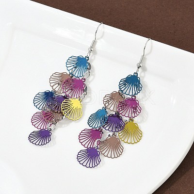 430 Stainless Steel Shell Shape Dangle Earrings EJEW-A137-03P-05-1