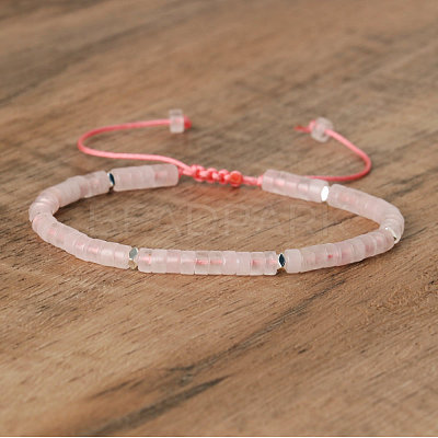 Natural Rose Quartz Beaded Braided Bracelets QH4784-8-1