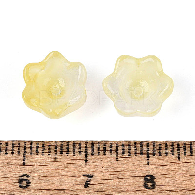 Transparent Two Tone Spray Painted Glass Bead Caps A-GLAA-Q089-002B-009-1