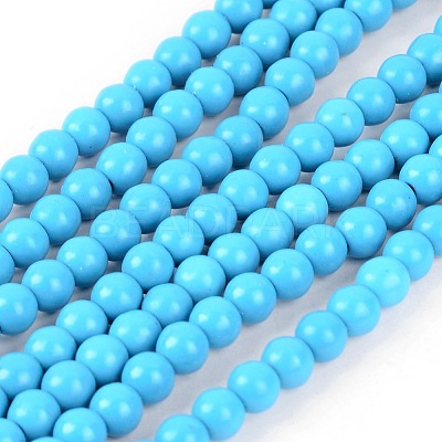 1 Strand Dyed Deep Sky Blue Round Synthetic Turquoise Beads Strands X-TURQ-G106-6mm-02F-1