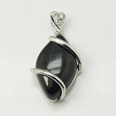 Natural Dyed & Heated Black Agate Pendants G-G073-3-1