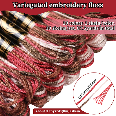 10 Skeins 6-Ply Polyester Embroidery Floss OCOR-CY0002-99D-1