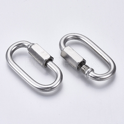 Tarnish Resistant 304 Stainless Steel Screw Carabiner Lock Charms LS-STAS-N087-25B-01-1