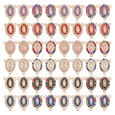 48Pcs 12 Colors Alloy Enamel Chandelier Components Links ENAM-OC0001-13-1