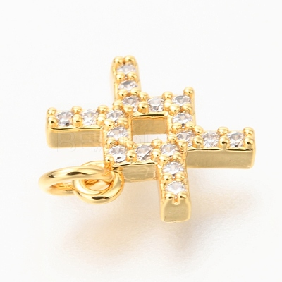 Brass Micro Pave Clear Cubic Zirconia Charms ZIRC-O036-30G-D-1