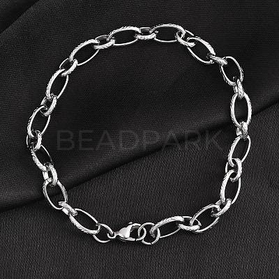 Tarnish Resistant Fashionable 304 Stainless Steel Engraved Vine Mother-son Chain Bracelets STAS-A028-B101P-1