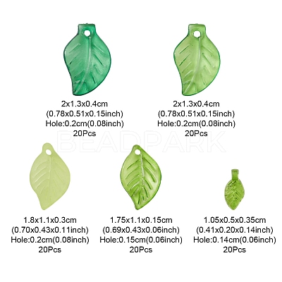 100Pcs 5 Style Transparent Acrylic Pendants MACR-YW0002-63-1