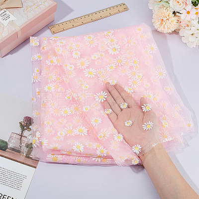 4 Yard Daisy Pattern Nylon Mesh Fabric AJEW-WH0314-459B-1