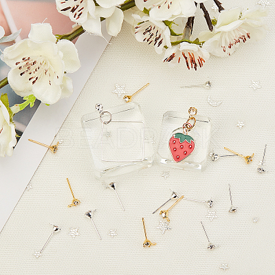 Brass Post Earring Findings KK-SC0001-61-1