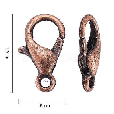 Red Copper Tone Zinc Alloy Lobster Claw Clasps X-E102-NFR-1
