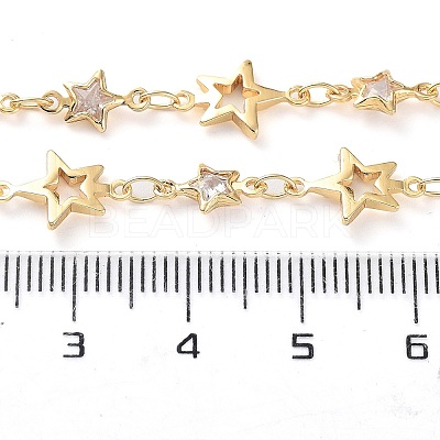 Handmade Glass Star Link Chains KK-F871-58G-1