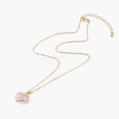 Mixed Natural Gemstone Heart Pendant Necklaces NJEW-JN03491-1