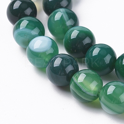 Natural Striped Agate/Banded Agate Beads Strands G-G582-8mm-58-1
