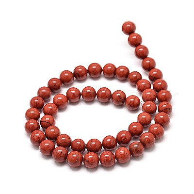 Grade A Natural Red Jasper Bead Strands G-P075-36-4mm-1