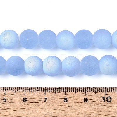 Frosted Transparent Glass Beads Strands GLAA-T032-T10mm-MBB04-1