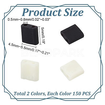 300Pcs 2 Colors 2-Hole Opaque Glass Seed Beads SEED-AR0001-30-1