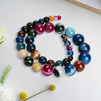 1 Strand Natural Banded Agate Graduated Beads Strands G-PA0002-04A-1