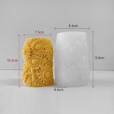 Column with Flower DIY Candle Silicone Molds PW-WG17B6A-01-1