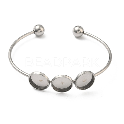 304 Stainless Steel Open Cuff Bangle Makings STAS-K320-01C-P-1