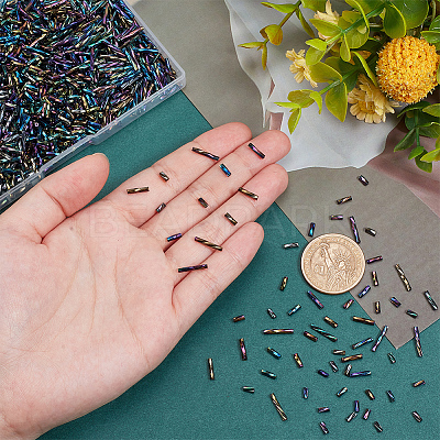 1600Pcs 4 Styles Glass Twisted Bugle Beads SEED-PH0002-09B-1
