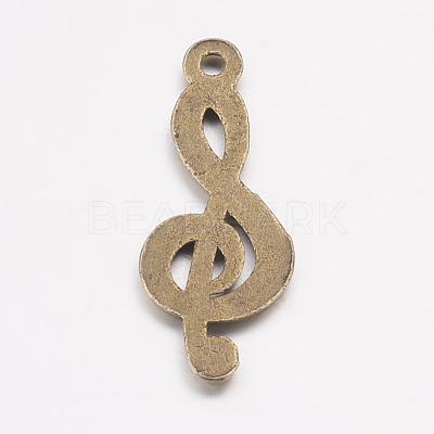 Tibetan Style Treble Clef Pendants TIBEP-R315-AB-FF-1