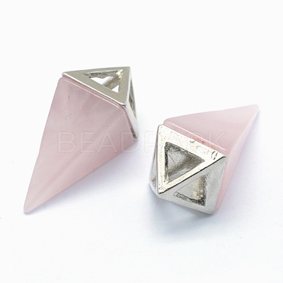 Natural Rose Quartz Pendants KK-E757-D-07P-1