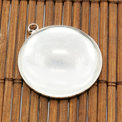 25mm Transparent Clear Domed Glass Cabochon Cover for Brass Photo Pendant Making KK-X0021-NF-1