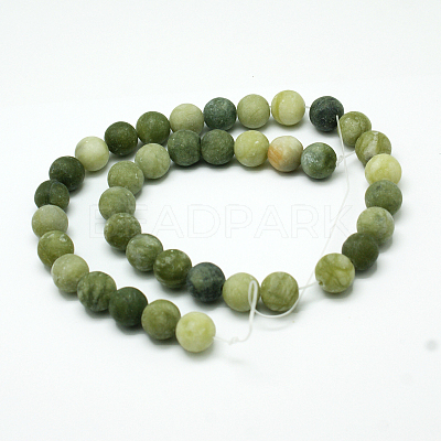 Round Frosted Natural TaiWan Jade Bead Strands G-M248-12mm-02-1